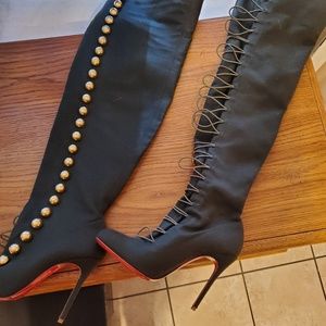 Christian Louboutin Suede Buttoned Boots
